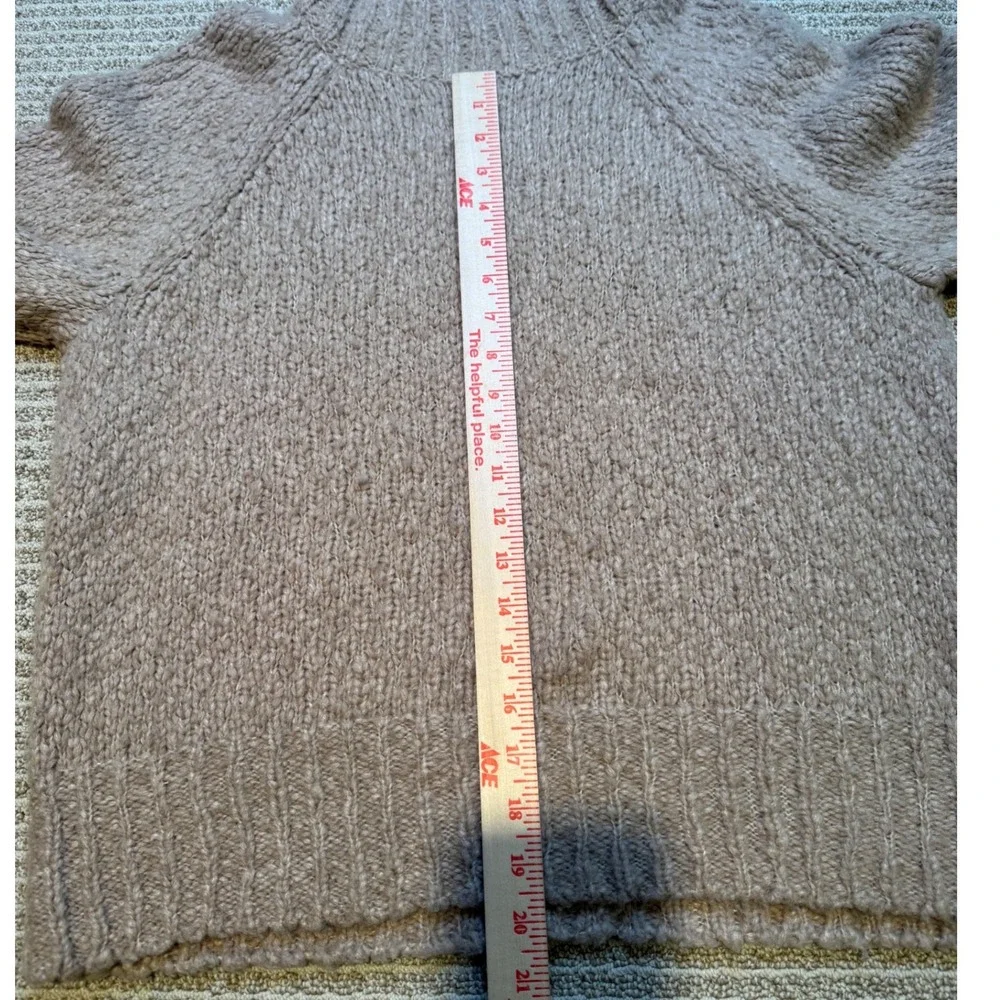 J.Crew Women's Large Alpaca Wool Blend Chunky Knit Turtleneck Sweater Beige Cozy
